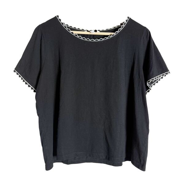 L.K. Bennett Adalyn Black Short Sleeve Boxy Crewneck Knit Top Size XL - Picture 5 of 12